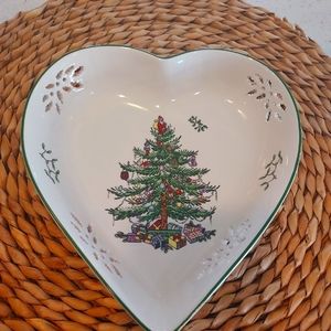 Spode 7" Pierced Heart Tray Christmas Holiday Dish